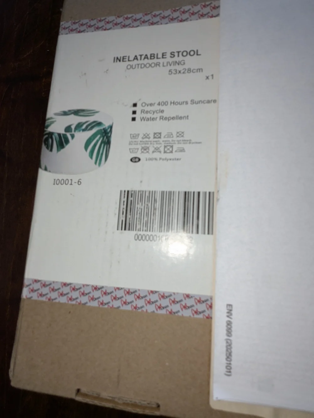 Inflatable Outdoor Stool with Leaf Print - Green & White